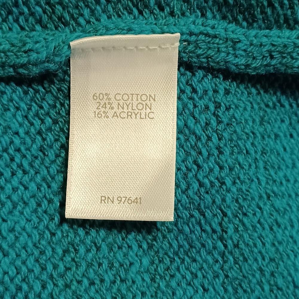 J. Jill Cardigan Womens M Oceanside Teal Open Front Woven Accent Back Sweater - Picture 11 of 15